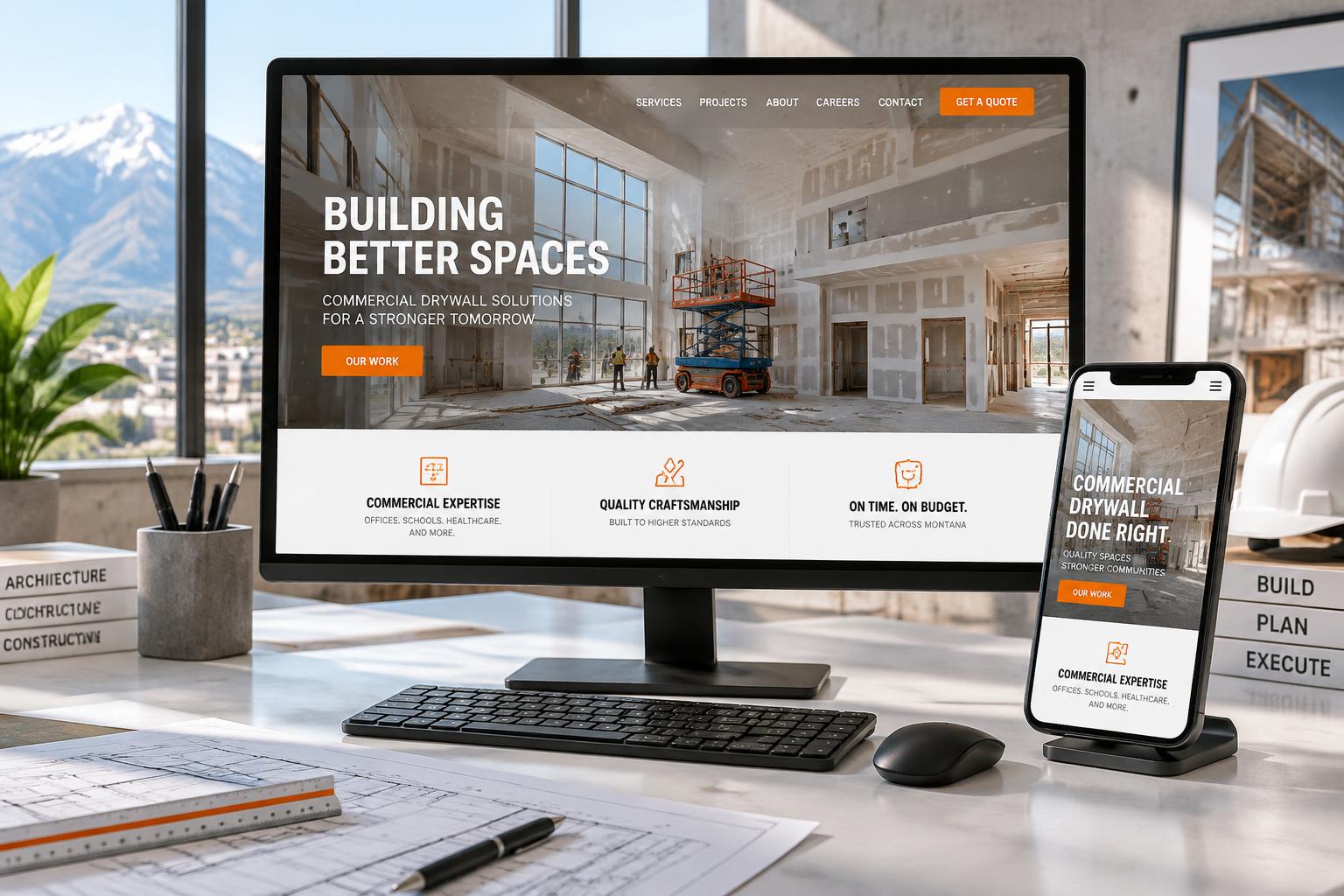 Chem-Ref Drywall website displayed on desktop and mobile devices